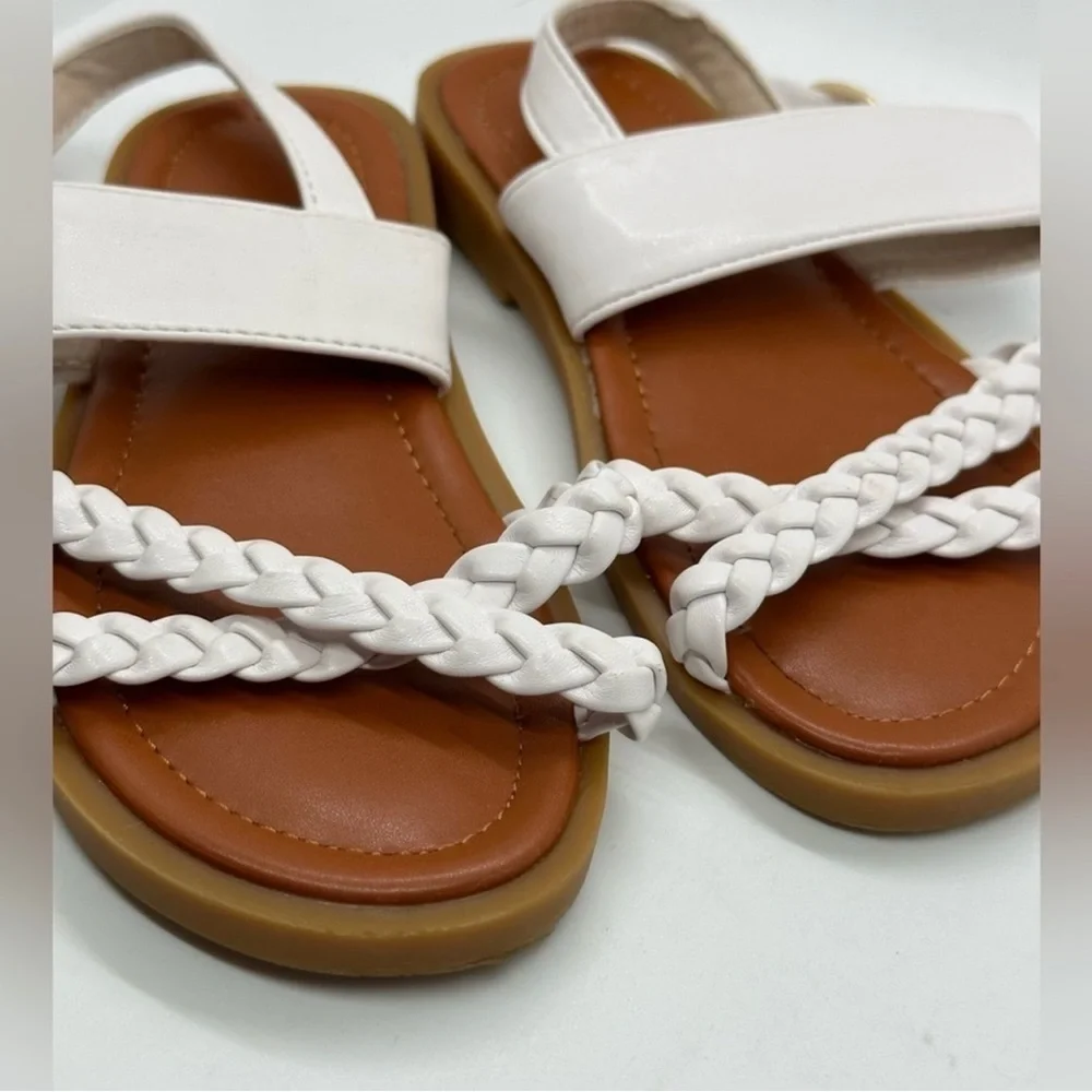 Toddler Girl's White Criss Cross Multi Strap Roped Sandals - Picture 4 of 5